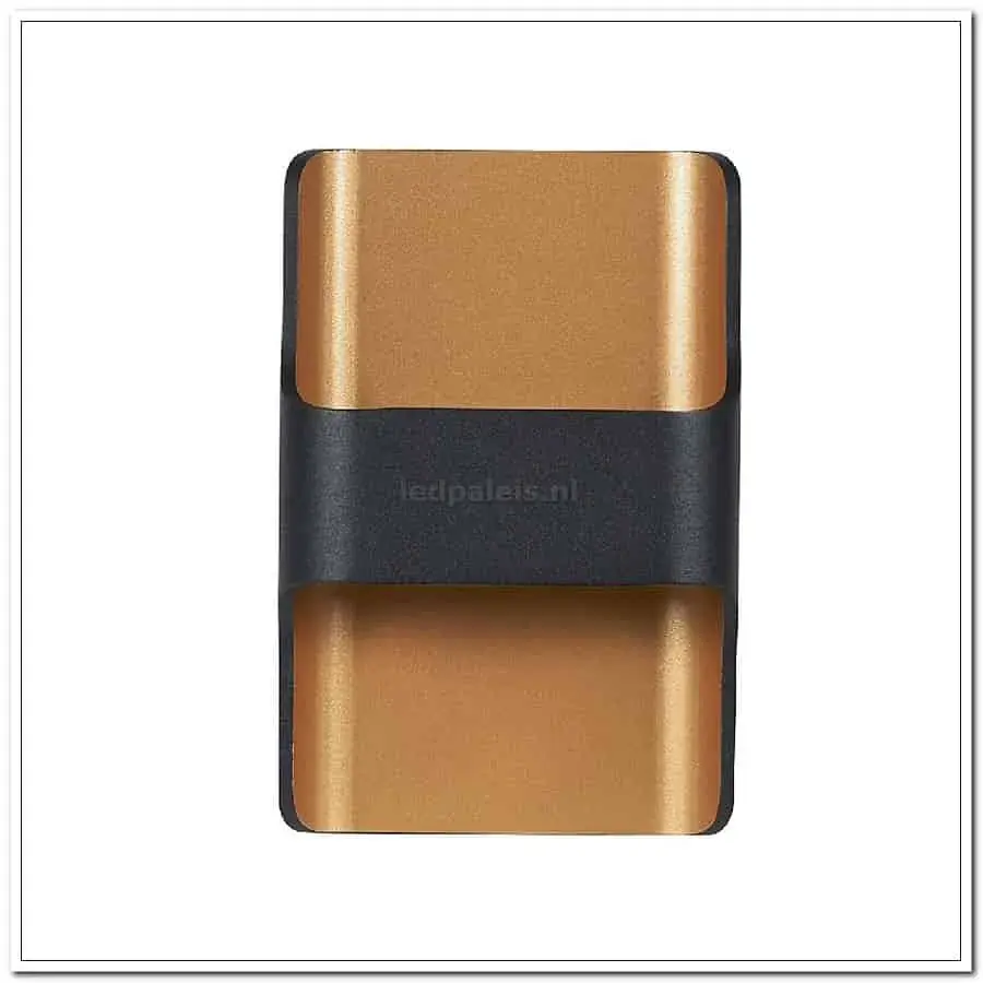 Foto 7 Wandlamp zwart goud up down Dallas IP54 LED 2x8W 2700K 1440lm dimbaar