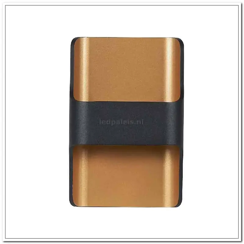 Foto 7 Wandlamp zwart goud up down Dallas IP54 LED 2x8W 2700K 1440lm dimbaar