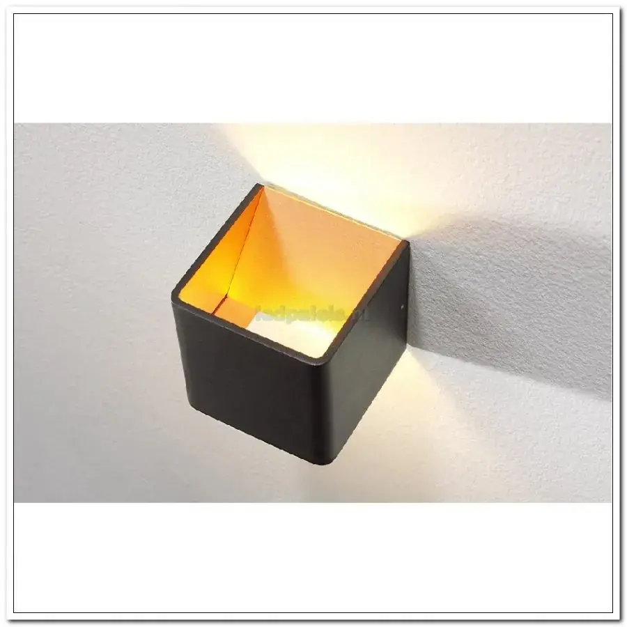 Foto 2 WL zwart/goud 1l "Fulda" 10x10x10cm LED 6W 2700K 500lm dimbaar