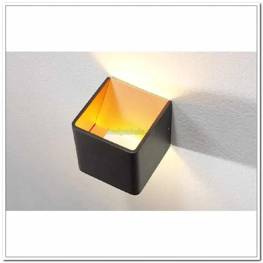 Foto 9 WL zwart/goud 1l "Fulda" 10x10x10cm LED 6W 2700K 500lm dimbaar