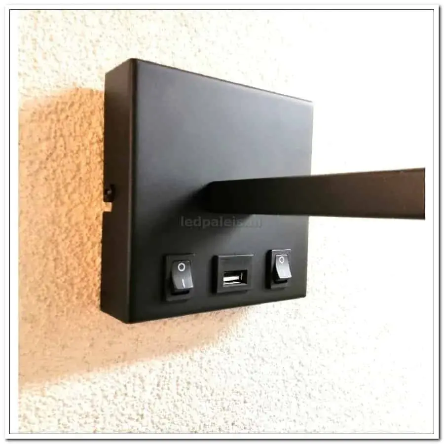 Foto 13 wandlamp led 3w e27 met USB oplader met zwarte kap