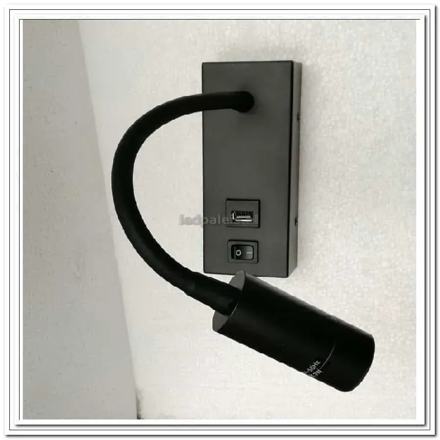 Foto 7 Wandspot LED met usb oplader zwart 3w 2700k rechthoek