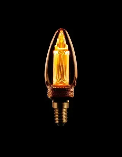 Foto van Led kooldraad kaars E14 2.3w/9w 1800k amber dimbaar 65L