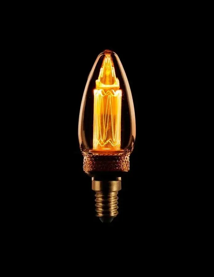 Foto 1 Led kooldraad kaars E14 2.3w/9w 1800k amber dimbaar 65L