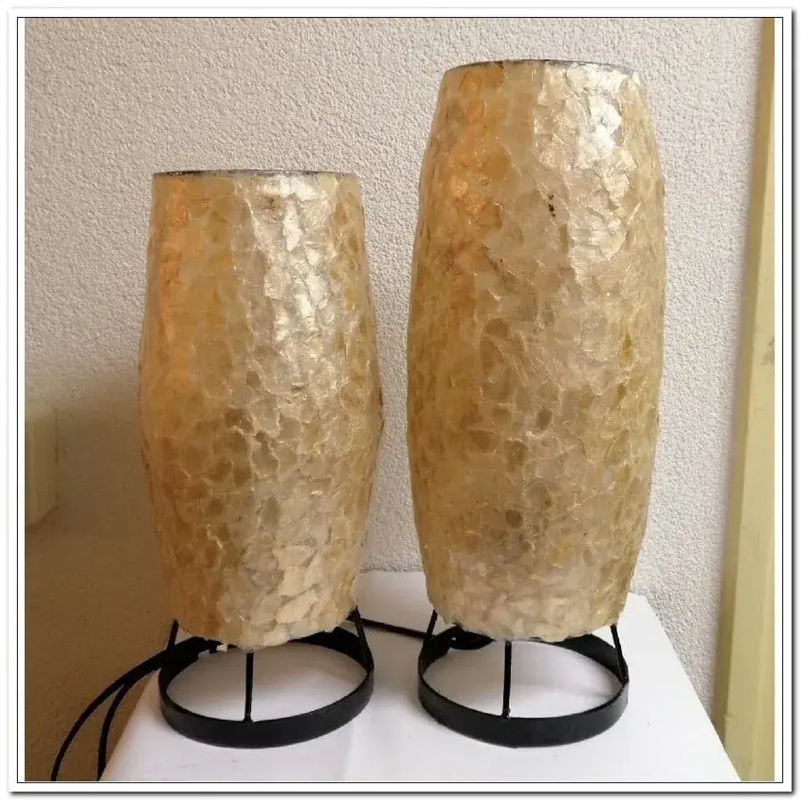 Foto 3 Tafellamp nachtkastlamp bedlamp Den Haag amber 29,5cm schelpenlamp