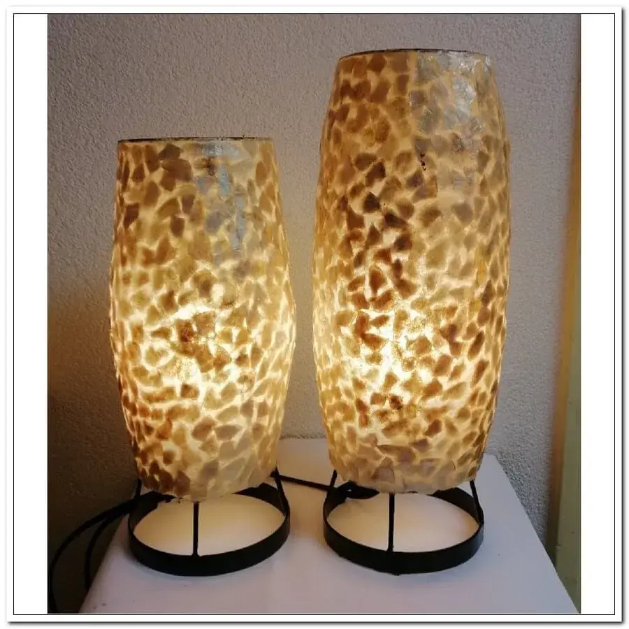 Foto 4 Tafellamp nachtkastlamp bedlamp Den Haag amber 29,5cm schelpenlamp