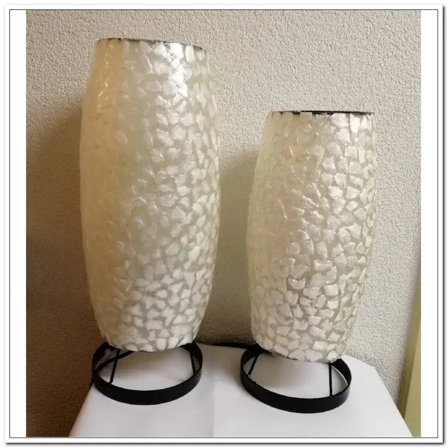 Foto 3 Tafellamp nachtkastlamp bedlamp Den Haag wit 35cm schelpenlamp