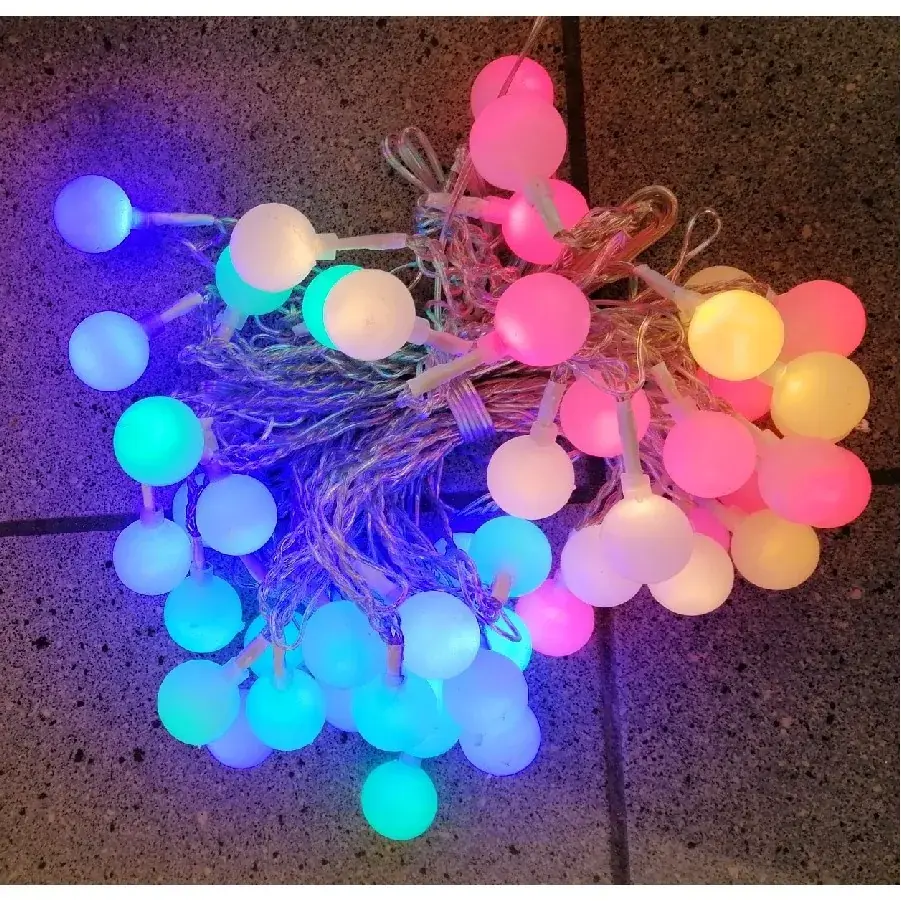 Foto 3 50 PARTYLIGHTS 2,5CM LED MULTI 10M/5M AANLOOPSNOER / IP44 TRAFO