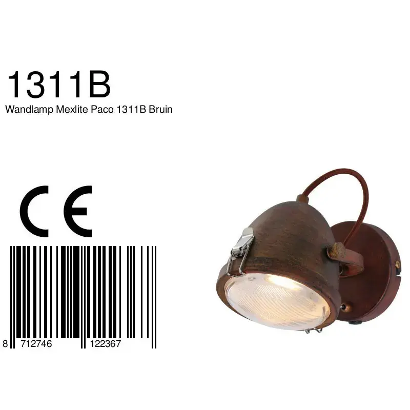 Foto 7 Wandlamp Paco 1311B Bruin Paco 1311B