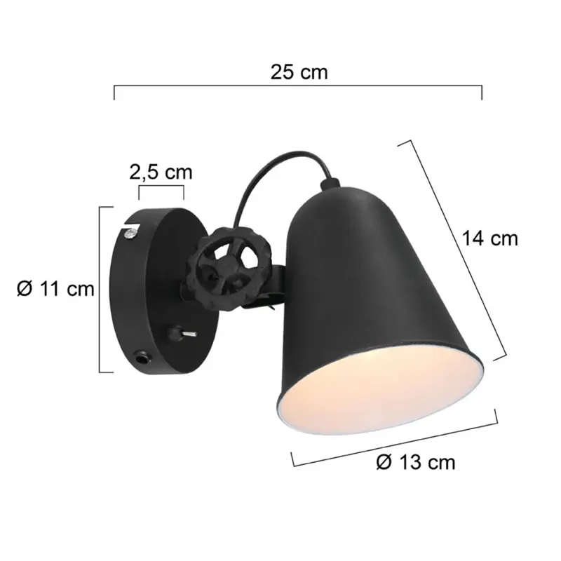 Foto 6 Wandlamp Dolphin 1323ZW Zwart Dolphin 1323ZW