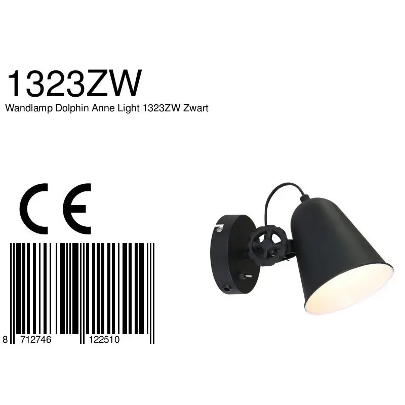 Foto 7 Wandlamp Dolphin 1323ZW Zwart Dolphin 1323ZW