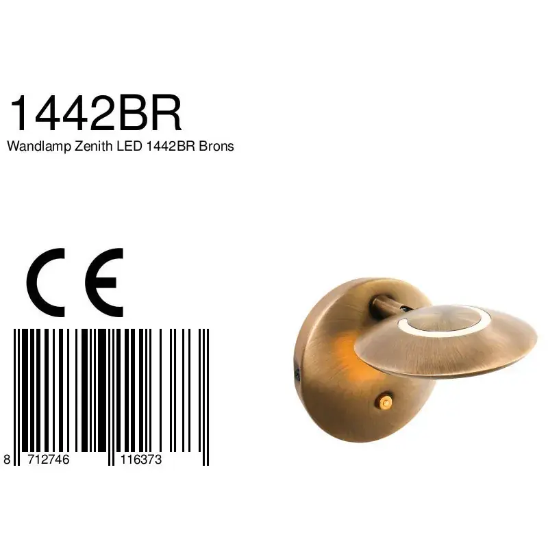 Foto 6 Wandlamp Zenith LED 1442BR Brons Zenith LED 1442BR