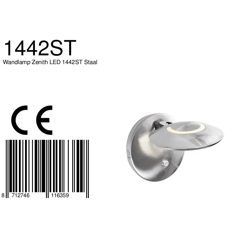 Foto 6 Wandlamp Zenith LED 1442ST Staal Zenith LED 1442ST