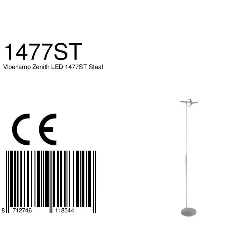 Foto 7 Vloerlamp Zenith 1477ST Staal Zenith LED 1477ST