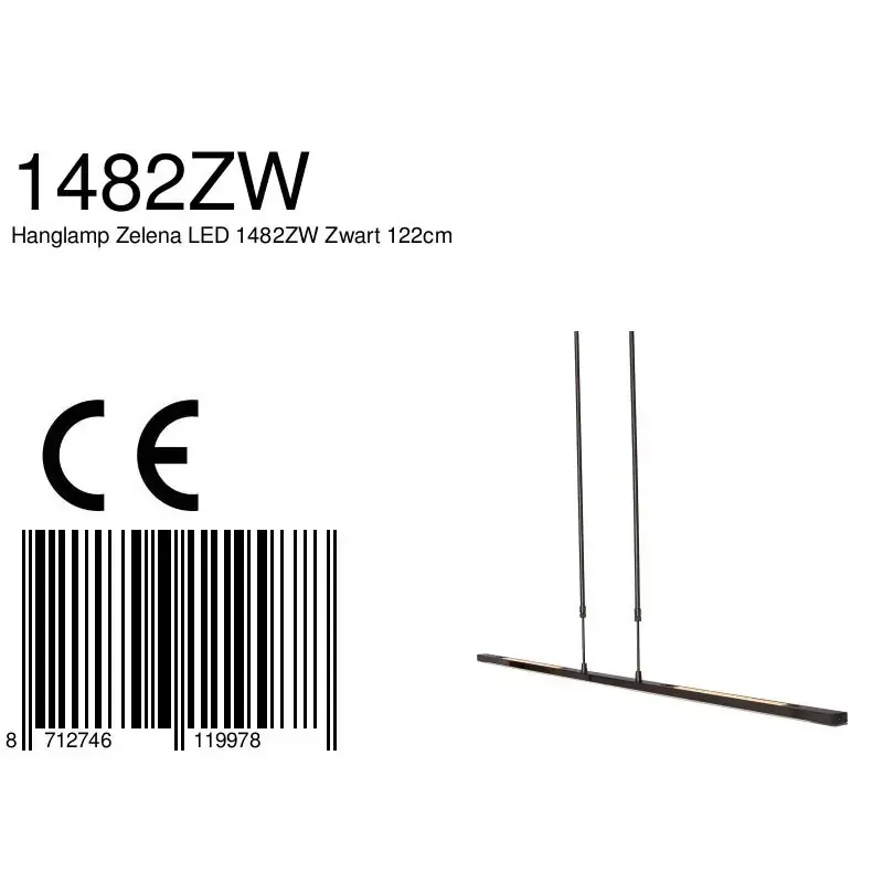 Foto 8 Hanglamp Zelena 1482ZW Zwart Zelena LED 1482ZW