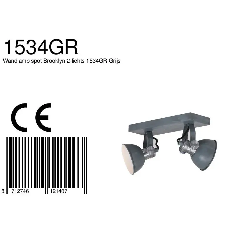 Foto 7 Wandlamp Brooklyn 1534GR Grijs Brooklyn 1534GR