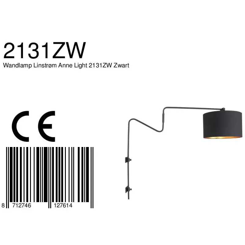 Foto 8 Wandlamp Linstrøm 2131ZW Zwart Linstrom 2131ZW