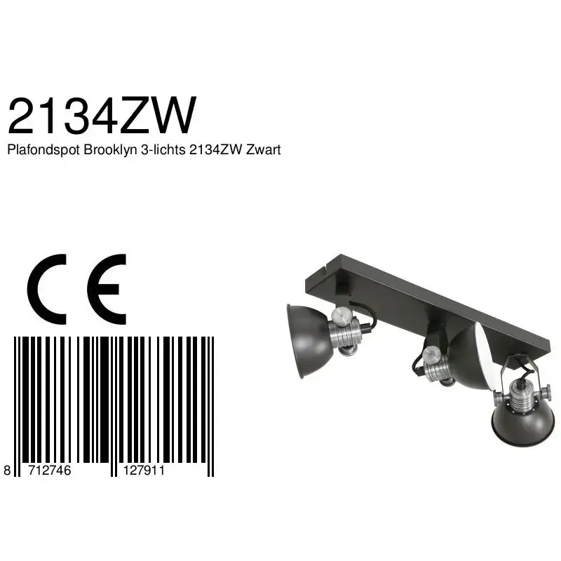 Foto 7 Plafondspot Brooklyn 2134ZW Zwart Brooklyn 2134ZW