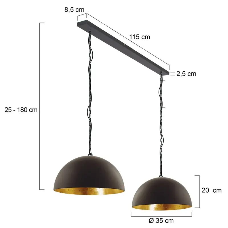 Foto 7 Hanglamp Semicirkel 2556ZW Zwart Semicirkel 2556ZW