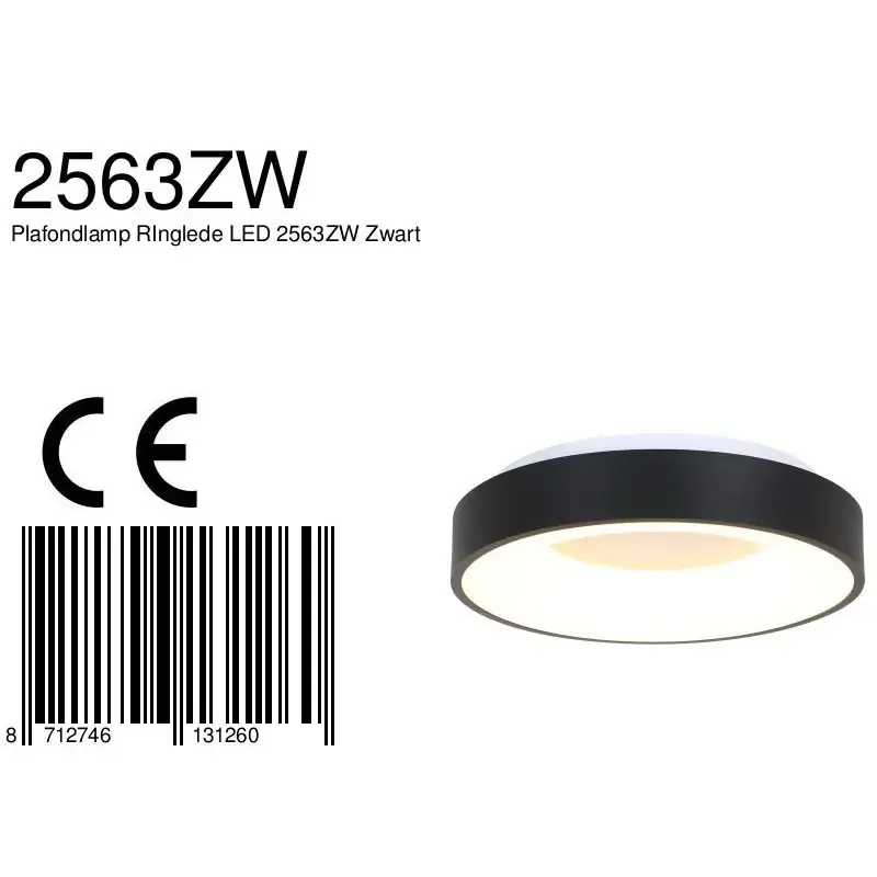 Foto 8 Plafondlamp RInglede 2563ZW Zwart Ø48cm Ringlede 2563ZW