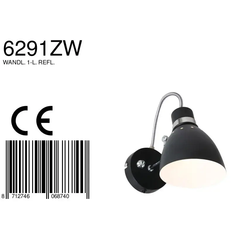 Foto 8 Wandlamp Spring 6291ZW Zwart Spring 6291ZW