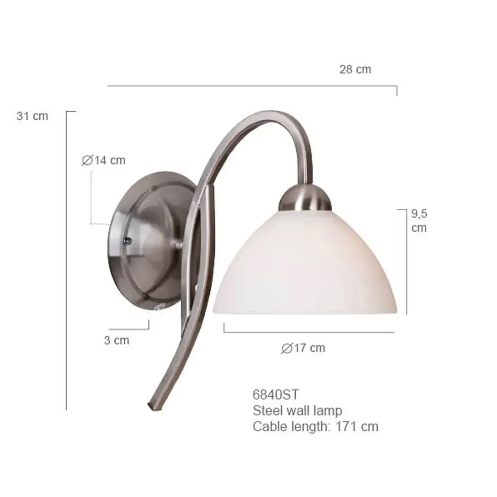 Foto 4 Wandlamp Capri 6840ST Staal Capri 6840ST