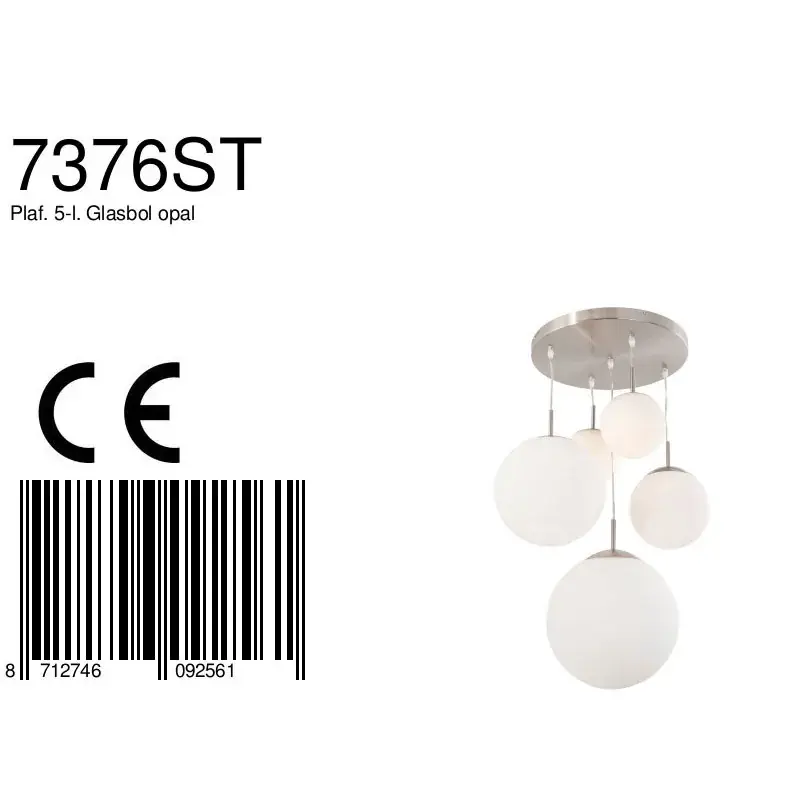 Foto 7 Plafondlamp Bollique 7376ST Staal Bollique 7376ST
