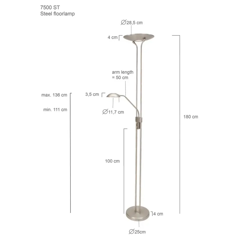 Foto 6 Vloerlamp Biron 7500ST Staal Biron 7500ST
