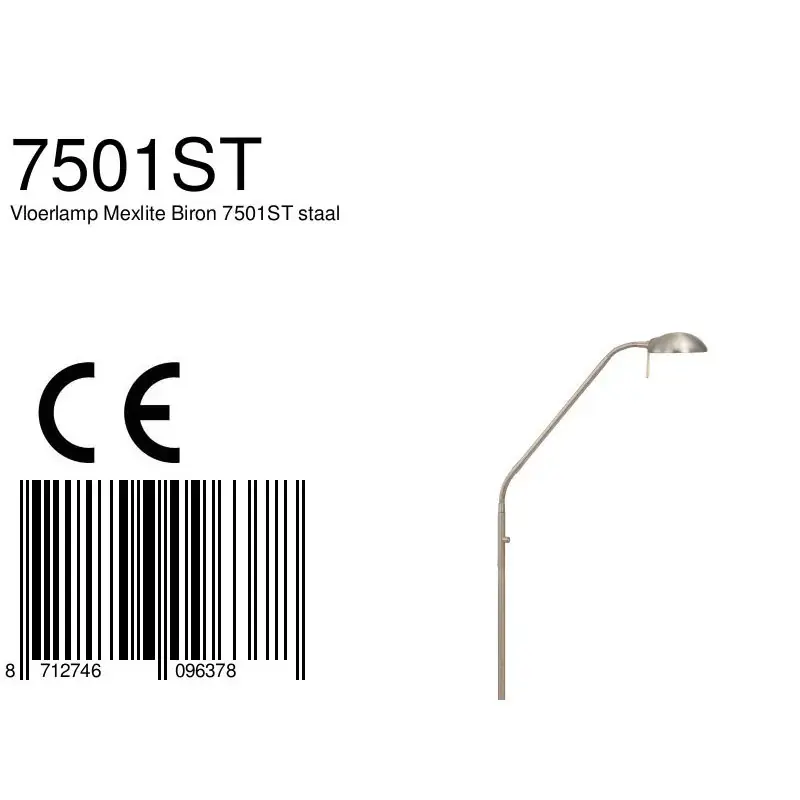 Foto 8 Vloerlamp Biron 7501ST staal Biron 7501ST