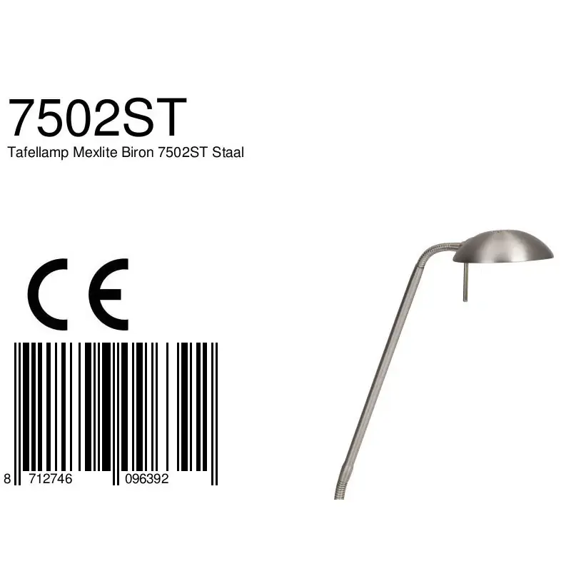Foto 6 Tafellamp Biron 7502ST Staal Biron 7502ST