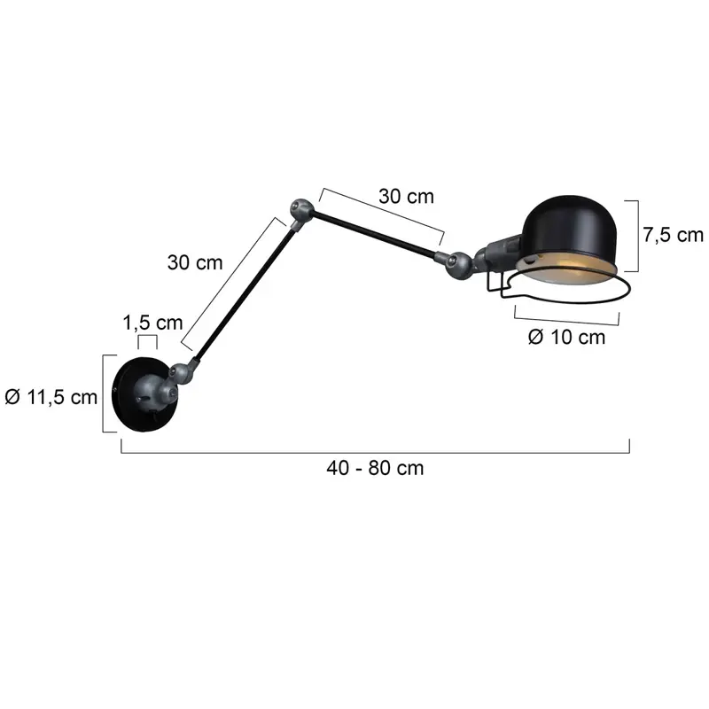 Foto 7 Wandlamp Davin 7656ZW Zwart Davin 7656ZW