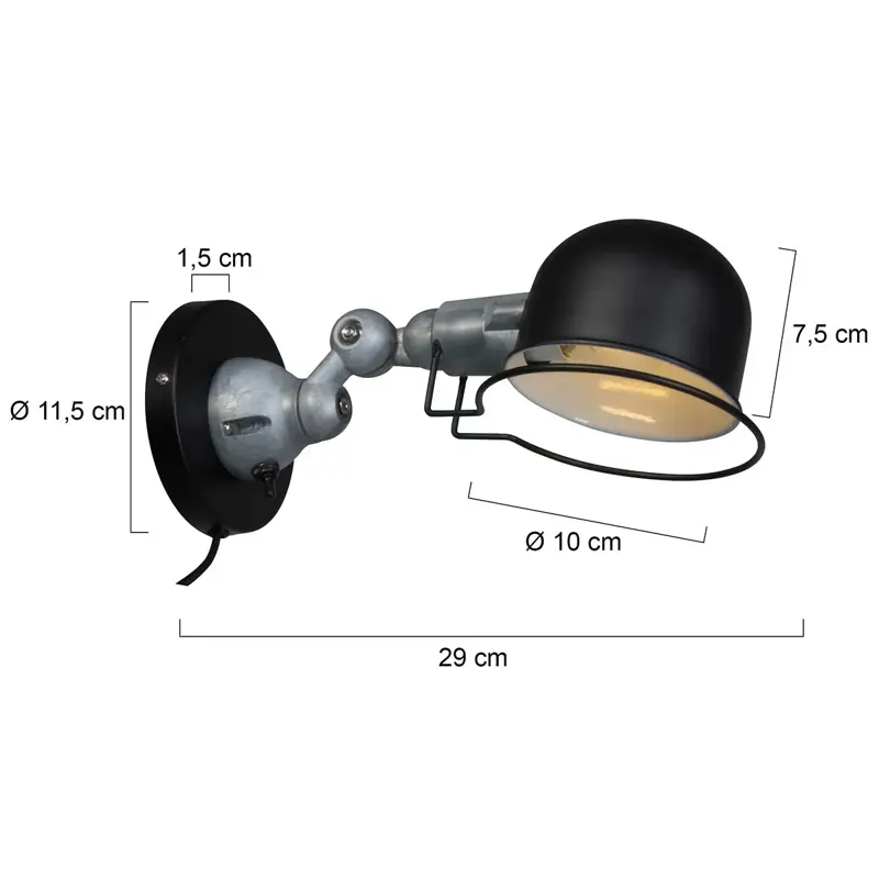 Foto 6 Wandlamp Davin 7657ZW Zwart Davin 7657ZW