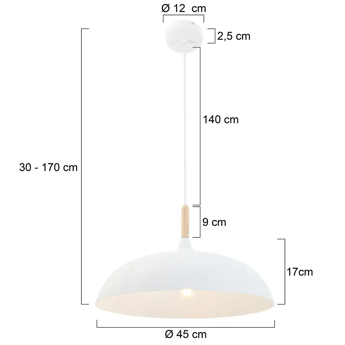 Foto 7 Hanglamp wit 45cm *M* Bjorr 7731W