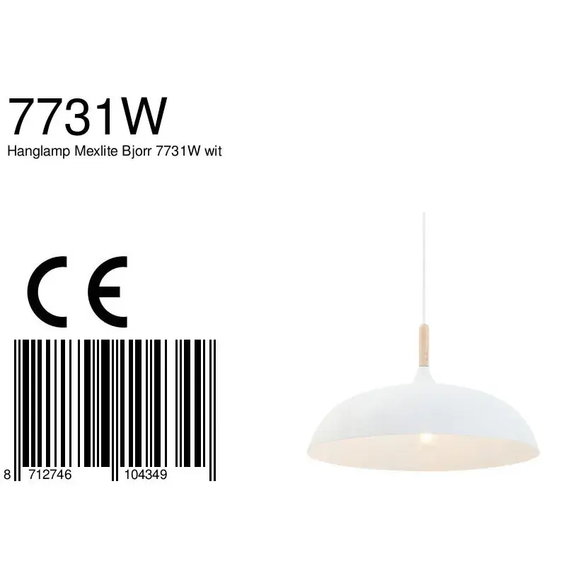 Foto 8 Hanglamp wit 45cm *M* Bjorr 7731W