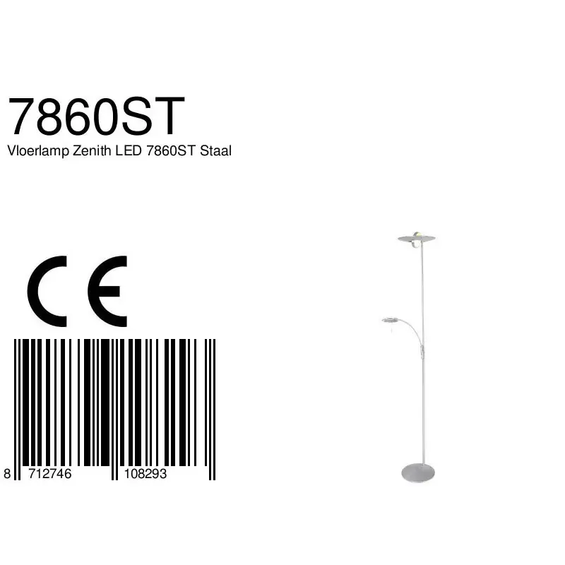 Foto 7 Vloerlamp Zenith 7860ST Staal Zenith LED 7860ST