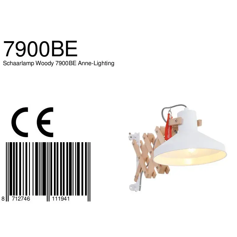 Foto 8 Schaarlamp Woody 7900BE Wit Woody 7900BE