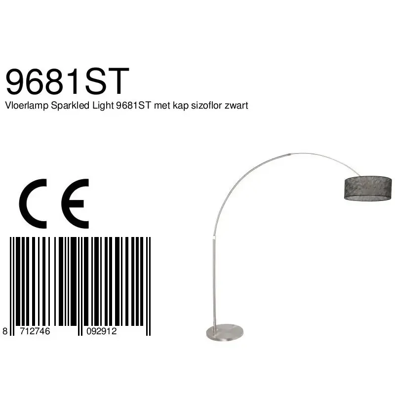 Foto 7 Vloerlamp Sparkled Light 7268ST-K1066NS Staal-Sizoflor Zwart Sparkled Light 9681ST
