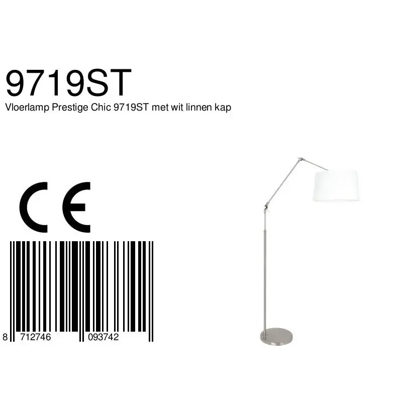Foto 7 Vloerlamp Prestige Chic 7395ST+K1001QS Staal-Wit Linnen Prestige Chic 9719ST