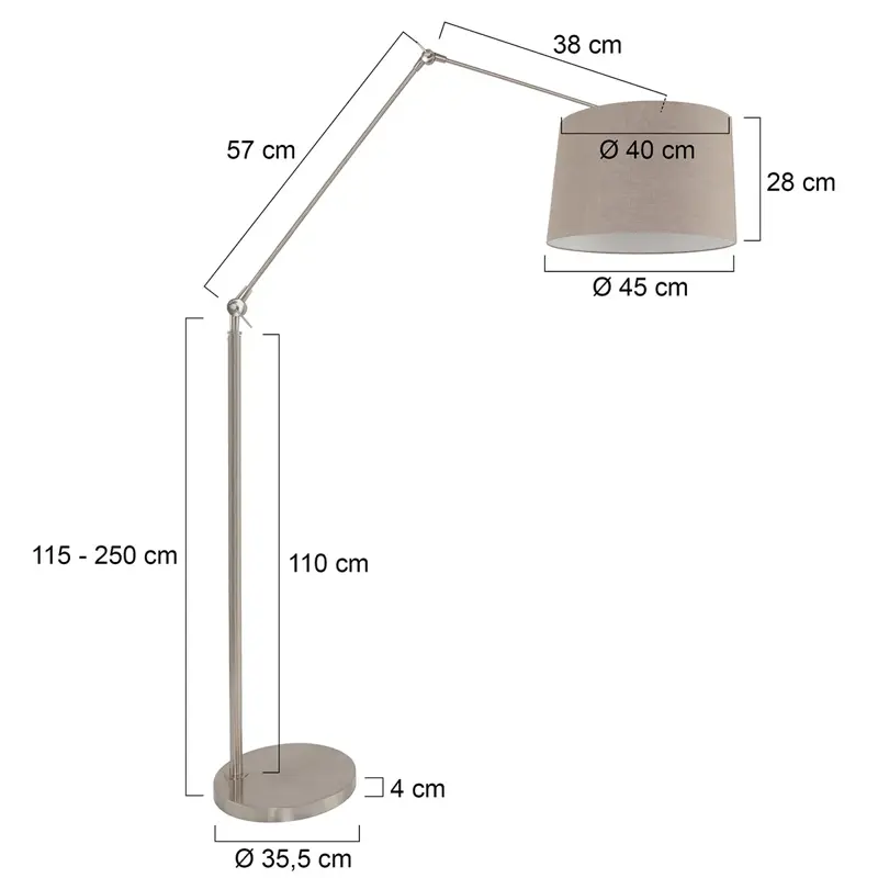 Foto 5 Vloerlamp Prestige Chic 7395ST+K1001RS Staal-Grijs Linnen Prestige Chic 9720ST