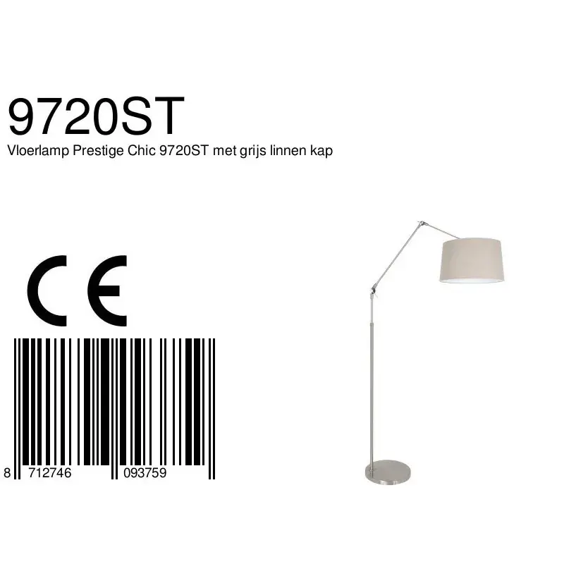 Foto 6 Vloerlamp Prestige Chic 7395ST+K1001RS Staal-Grijs Linnen Prestige Chic 9720ST