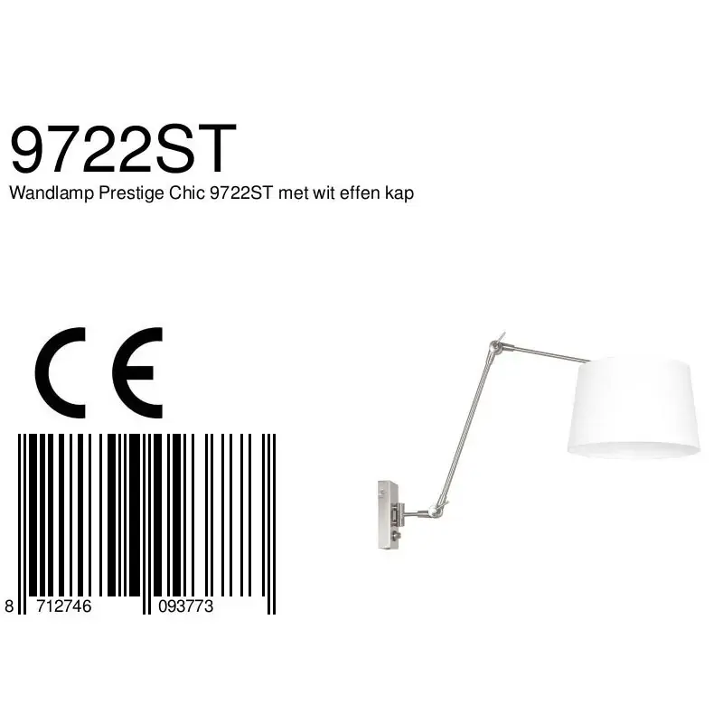 Foto 6 Wandlamp Prestige Chic 7396ST+K10072S Staal-Wit Chintz Prestige Chic 9722ST