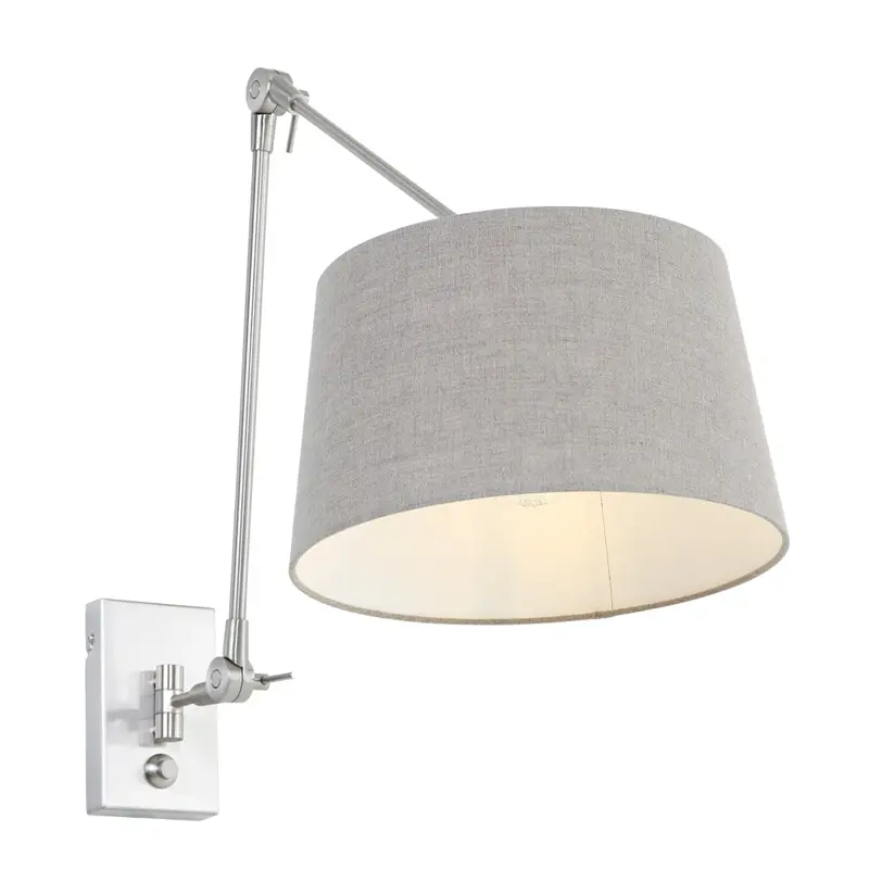 Foto 11 Wandlamp Prestige Chic 7396ST+K1007RS Staal-Grijs Linnen Prestige Chic 9724ST