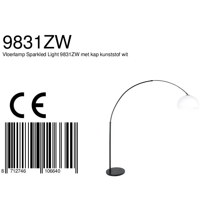 Foto 7 Vloerlamp Sparkled Light 7268ZW+K10610S Zwart-Wit Kunststof Sparkled Light 9831ZW