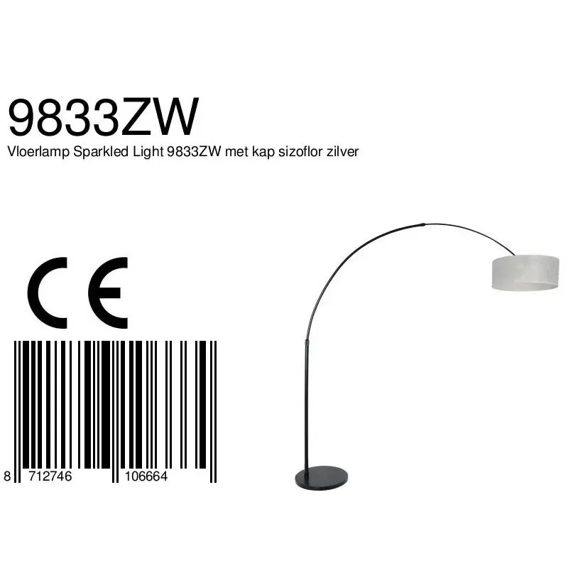 Foto 7 Vloerlamp Sparkled Light 7268ZW+K1066PS Zwart-Sizoflor Zilver Sparkled Light 9833ZW