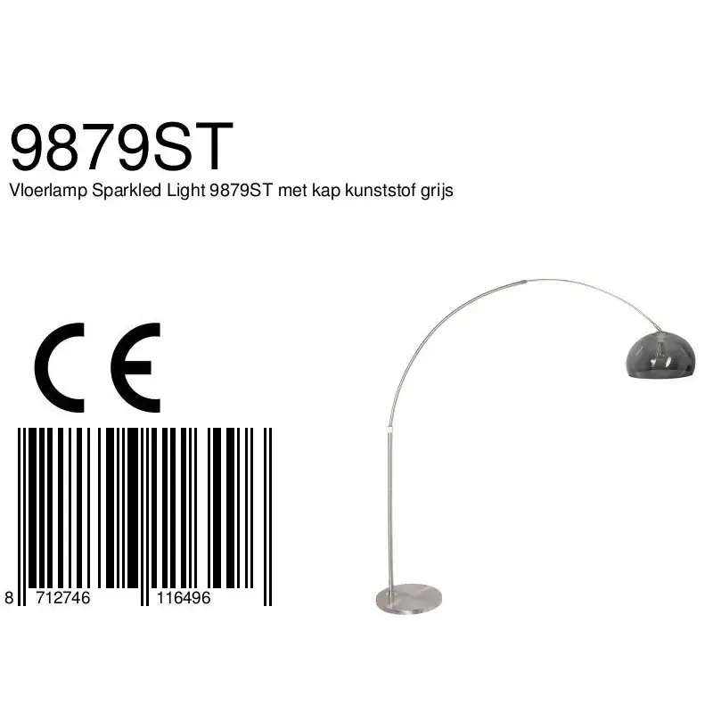Foto 6 Vloerlamp Sparkled Light 7268ST+K11130S Staal-Grijs Kunststof Sparkled Light 9879ST