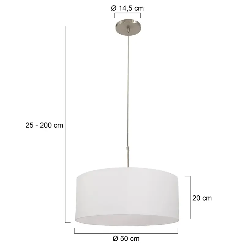 Foto 5 Hanglamp Sparkled Light 3602ST+K1066QS Staal-Wit Linnen Sparkled Light 9889ST