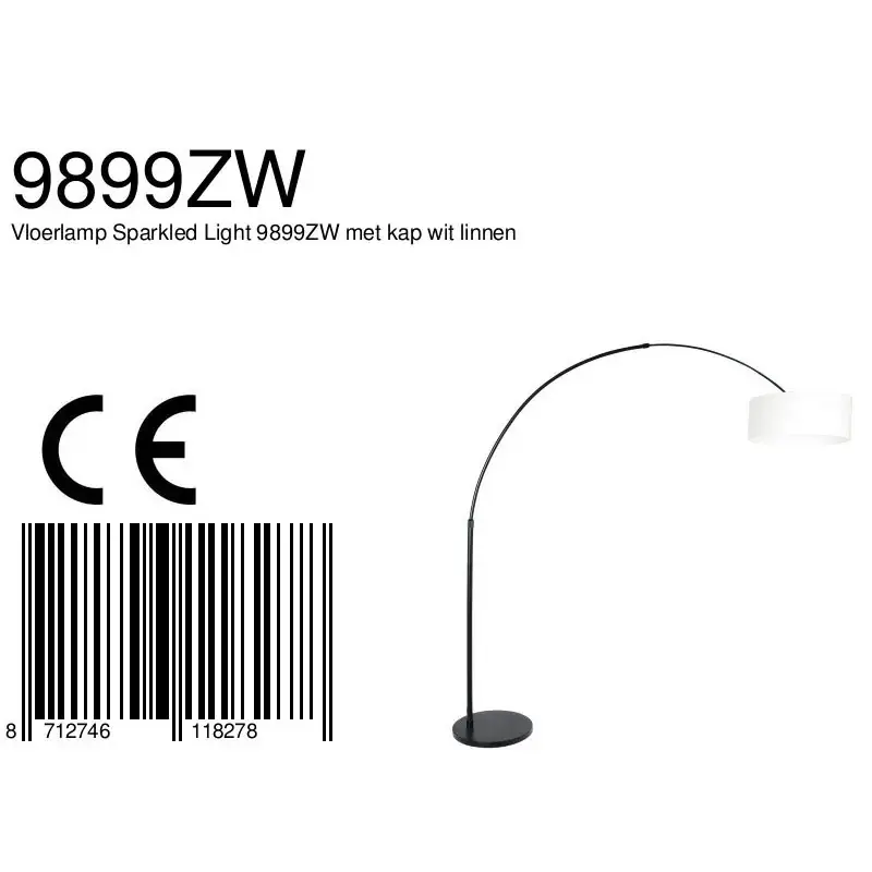 Foto 6 Vloerlamp Sparkled Light 7268ZW+K1066QS Zwart-Wit Linnen Sparkled Light 9899ZW