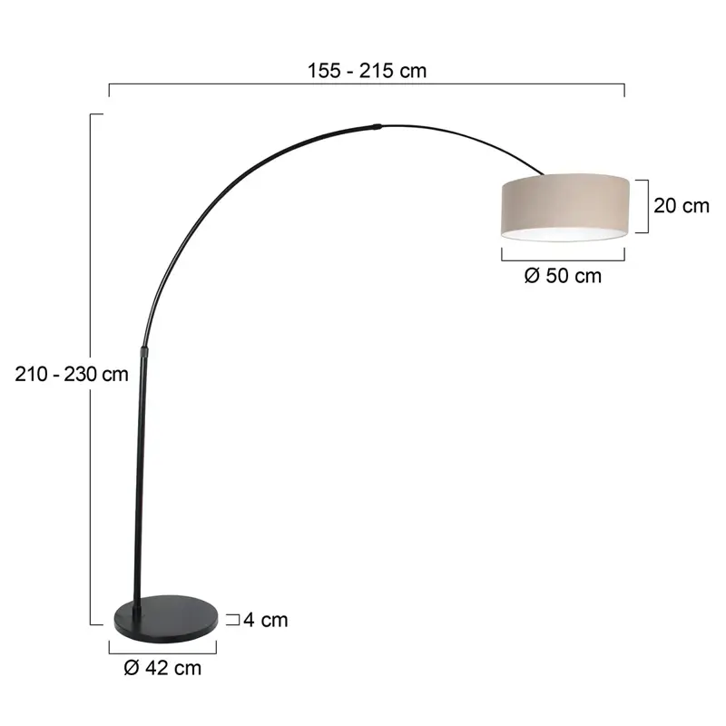 Foto 5 Vloerlamp Sparkled Light 7268ZW+K1066RS Zwart-Grijs Linnen Sparkled Light 9900ZW