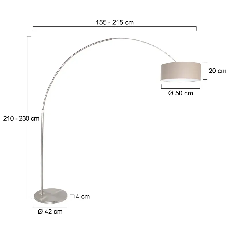 Foto 6 Vloerlamp Sparkled Light 7268ST+K1066RS Staal+Grijs Linnen Sparkled Light 9904ST