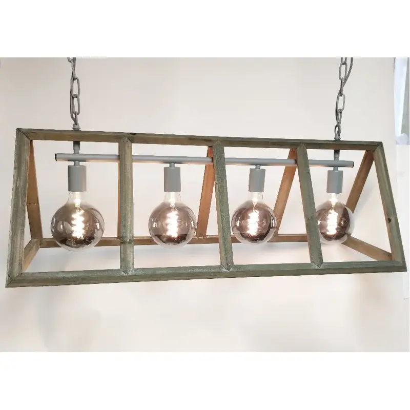 Foto 1 Hanglamp Farm hout 4 lichts
